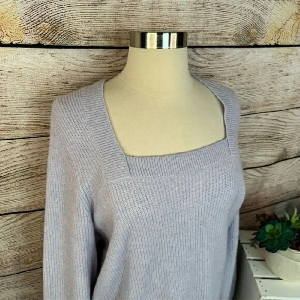 Madewell Lilac Square-Neck Wool Pullover Sweater Coziest Yarn‎ Size Large
